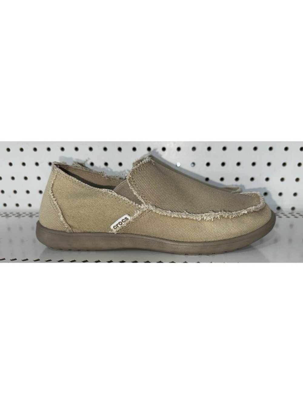 Crocs Santa Cruz Mens Canvas Casual Slip On Loafers Shoes Size 8 Tan 10128